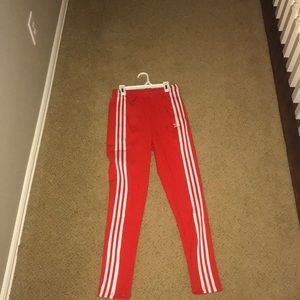 Adidas 3 Stripe Red Track Pants